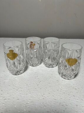 70s Nachtmann Full Lead Crystal Cordial/Shot Glasses Swag Diamond Cut GermanyNEW